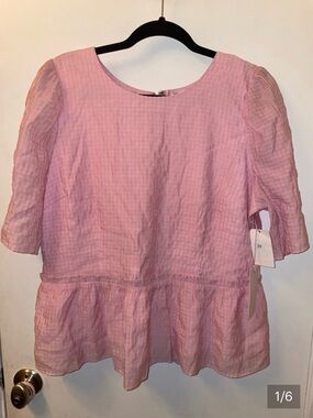 Rachel Parcell Light Pink Peplum Blouse